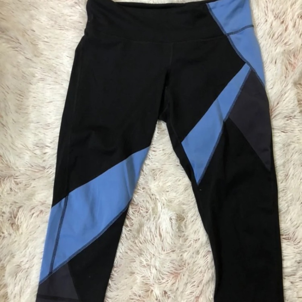 Blue and black Capri leggings